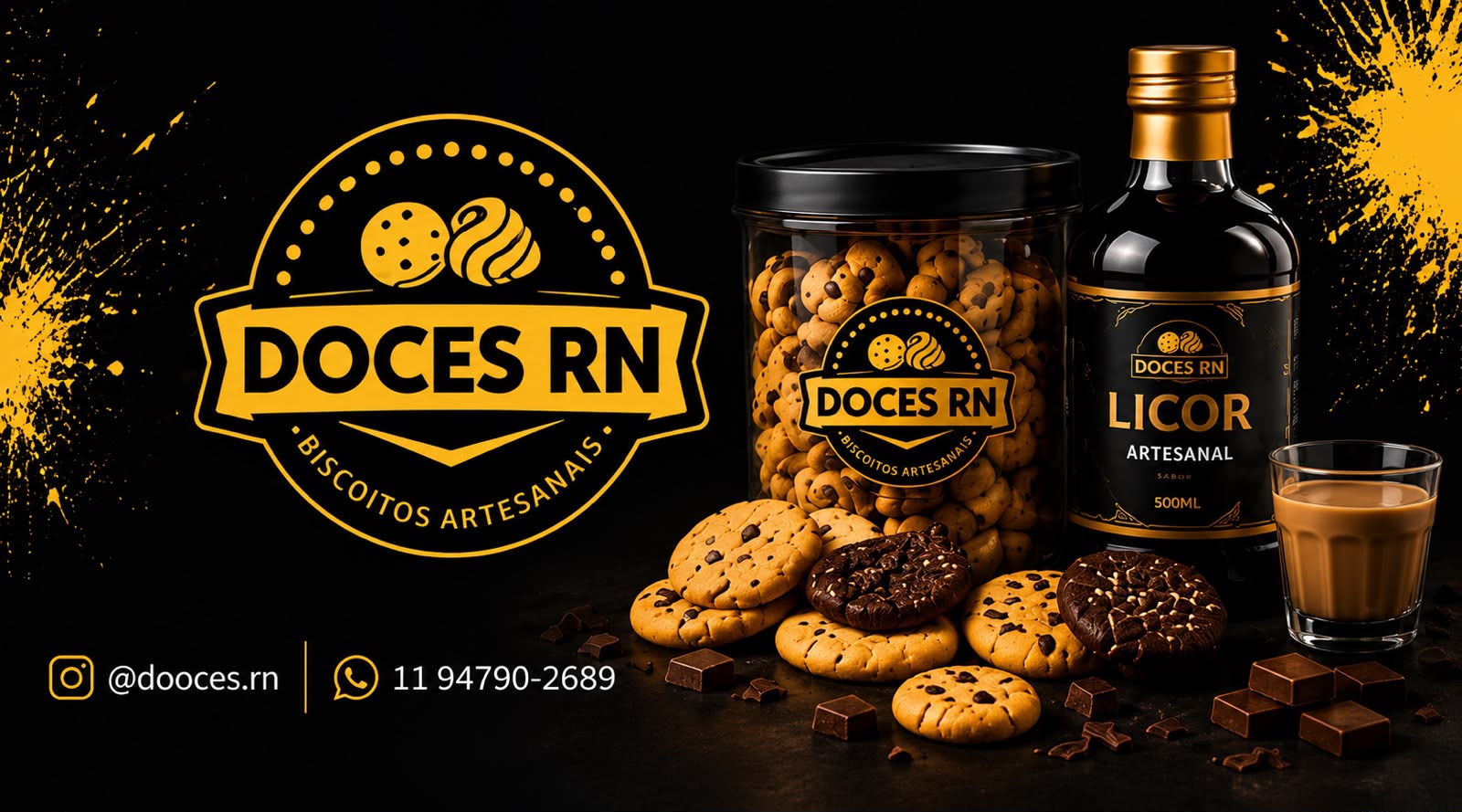 Pote de biscoitos artesanais e licor da Doces RN